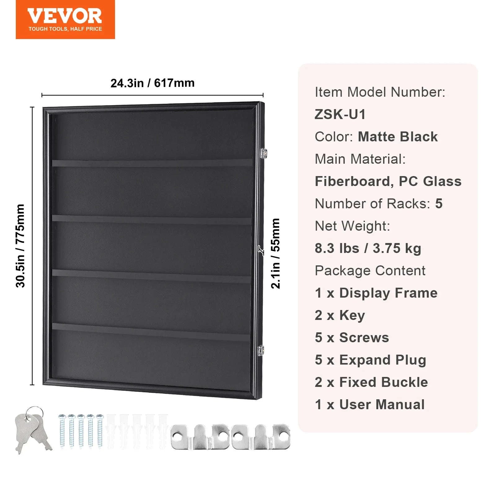 Jersey Display Frame Case with Lock and UV Protection-617x775x55 mm-1PC / United States