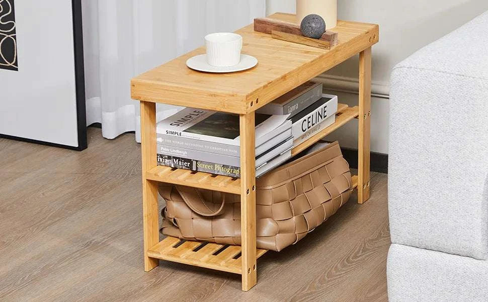 JHK Living Room 3-Tier Bamboo Shoe Rack Bench Holds Up to 286 lb Storage Organizer Easy Assemble Suitable for Bedroom Balcony ﻿-black / United States