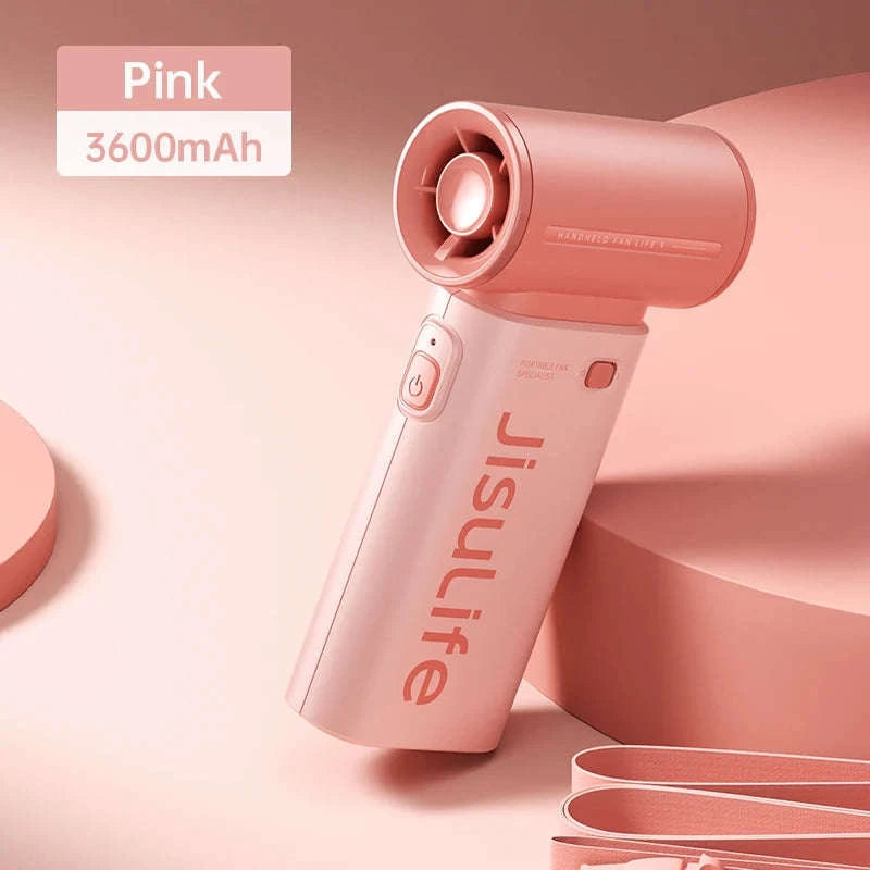 JISULIFE Handheld Turbo Fan 5 Speeds, 5000mAh Rechargeable-Pink 3600mAh / China Mainland