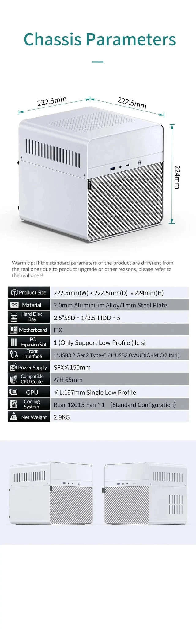 JONSBO N2 Mini ITX NAS Case with 5 Hot-Swap Bays and SFX Support-White