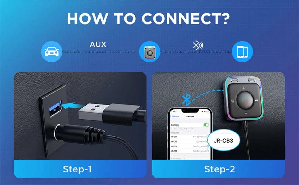Joyroom Bluetooth Car Adapter with Dual Mic-Black / CHINA