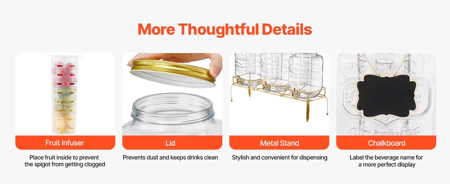 Glass Beverage Dispenser with Metal Stand