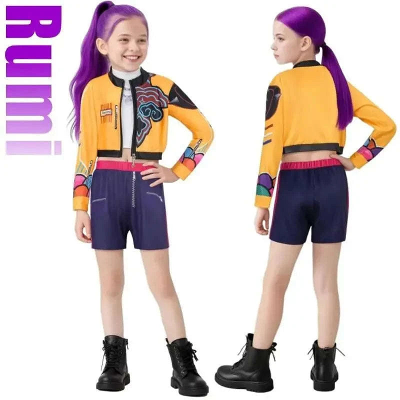 K‑Pop Demon Hunters Cosplay Costume for Girls-Rumi Costume / Kids Height 140cm