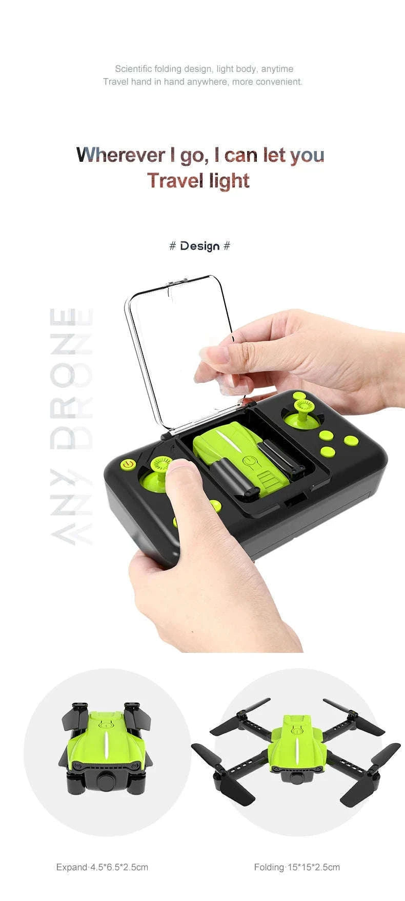 K10 Pocket 8K HD FPV Camera Drone with Visual Avoidance-Green no camera