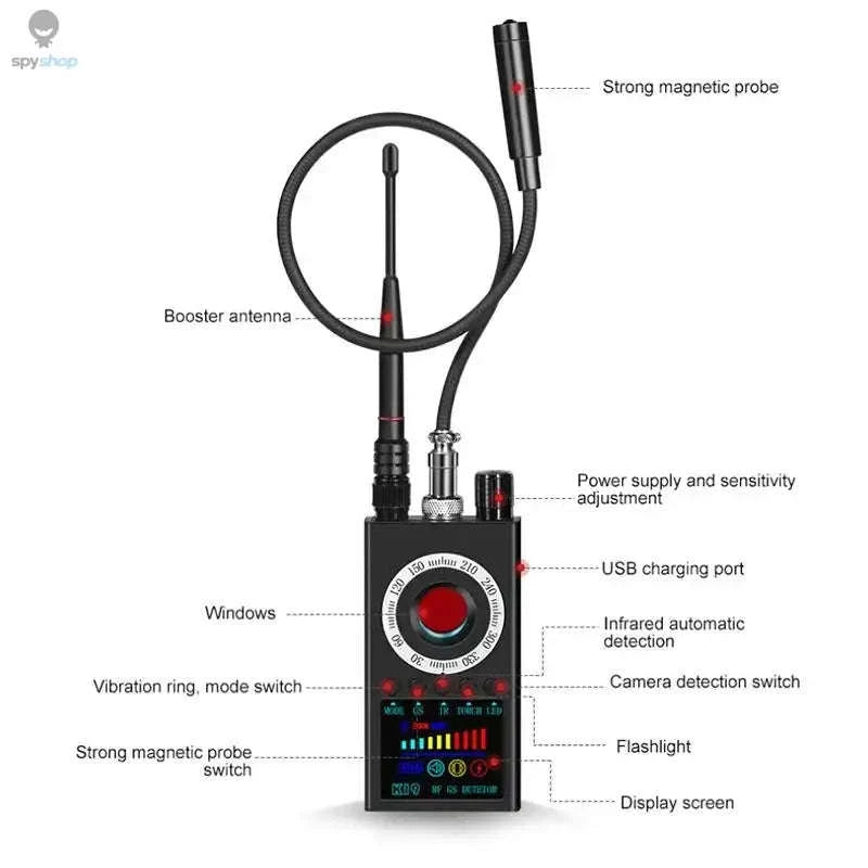 K19 Wireless RF Signal Detector – Portable Bug Scanner for Cameras and Trackers-black / CHINA