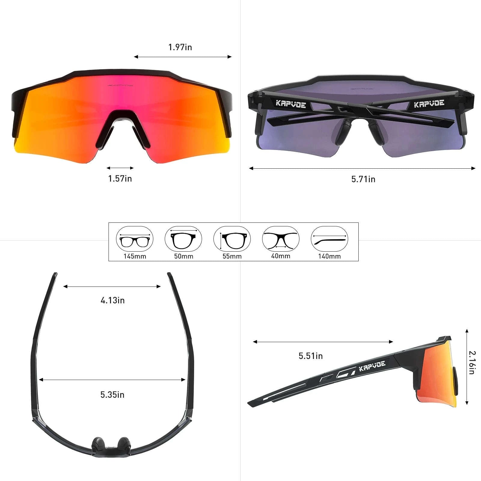 Kapvoe Polarized Cycling Sunglasses-KE9023-04 / 4 LENS