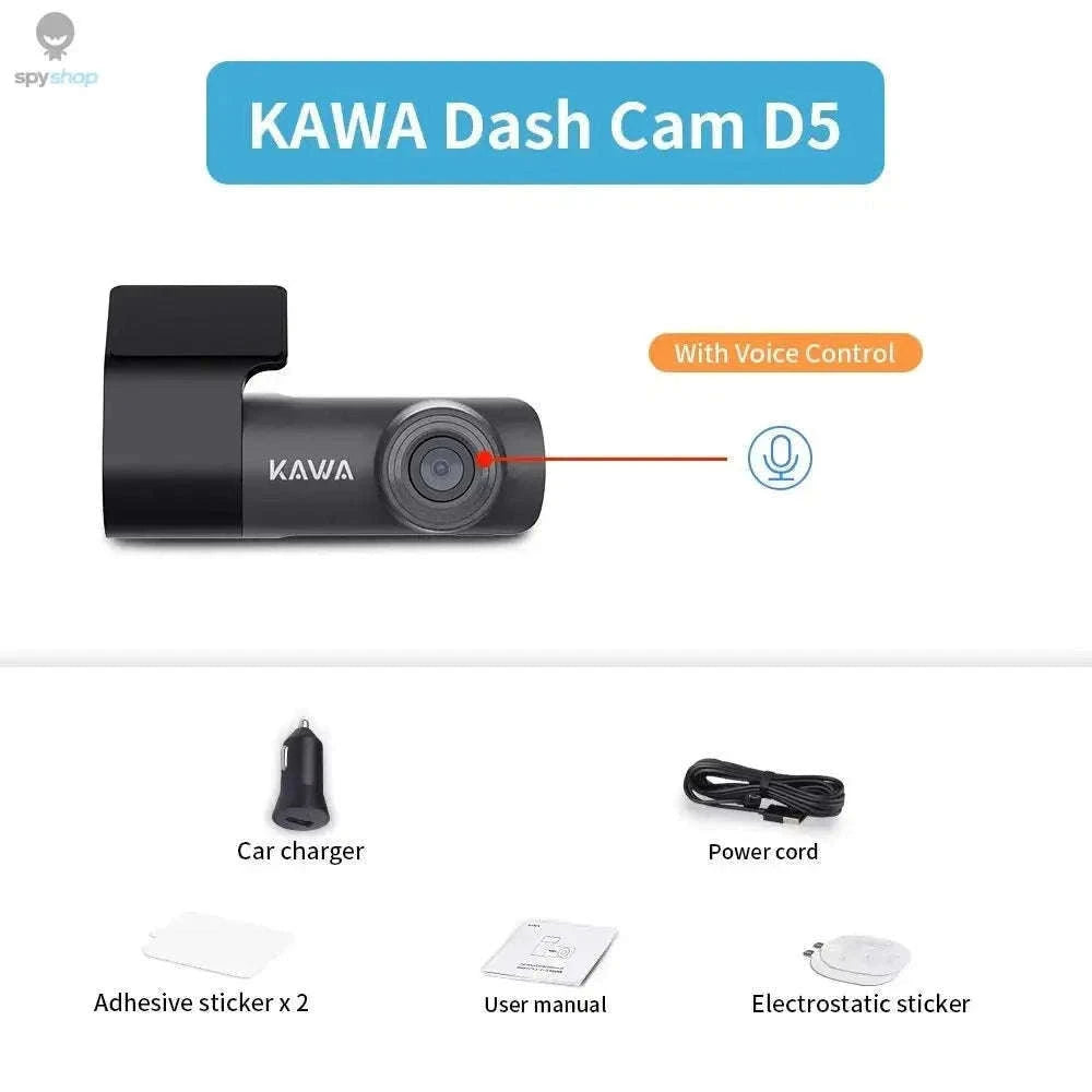 KAWA D5 2K Dash Camera with Night Vision and Wi‑Fi Control-D5-No Voice Control / 32G