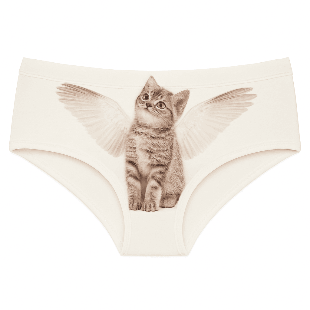 Kawaii 3D Angel Cat Print Thong Panties for Women-37047 / One Size / 1pc