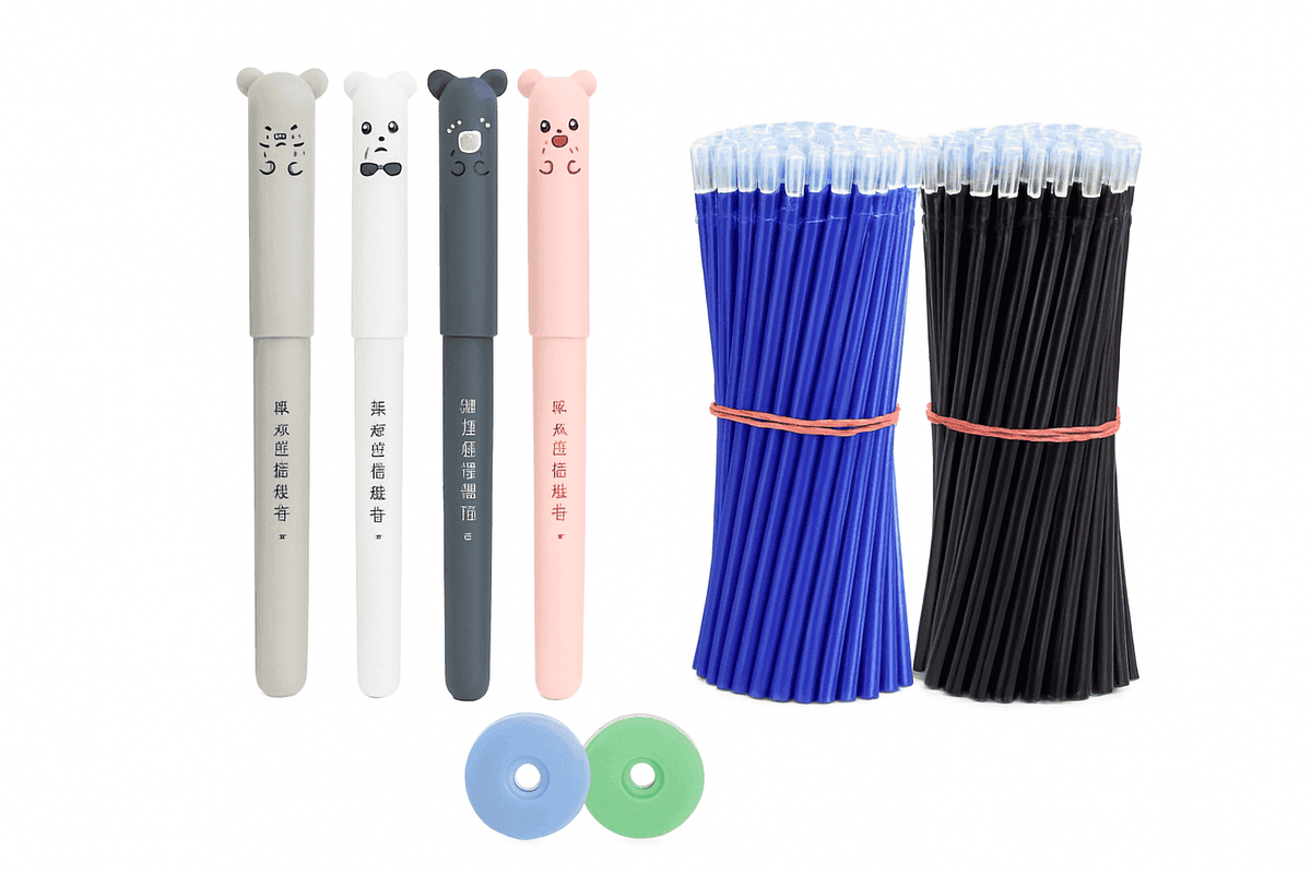 Kawaii Erasable Gel Pens Set with 0.35mm Fine Tip-Black 26 Pcs A