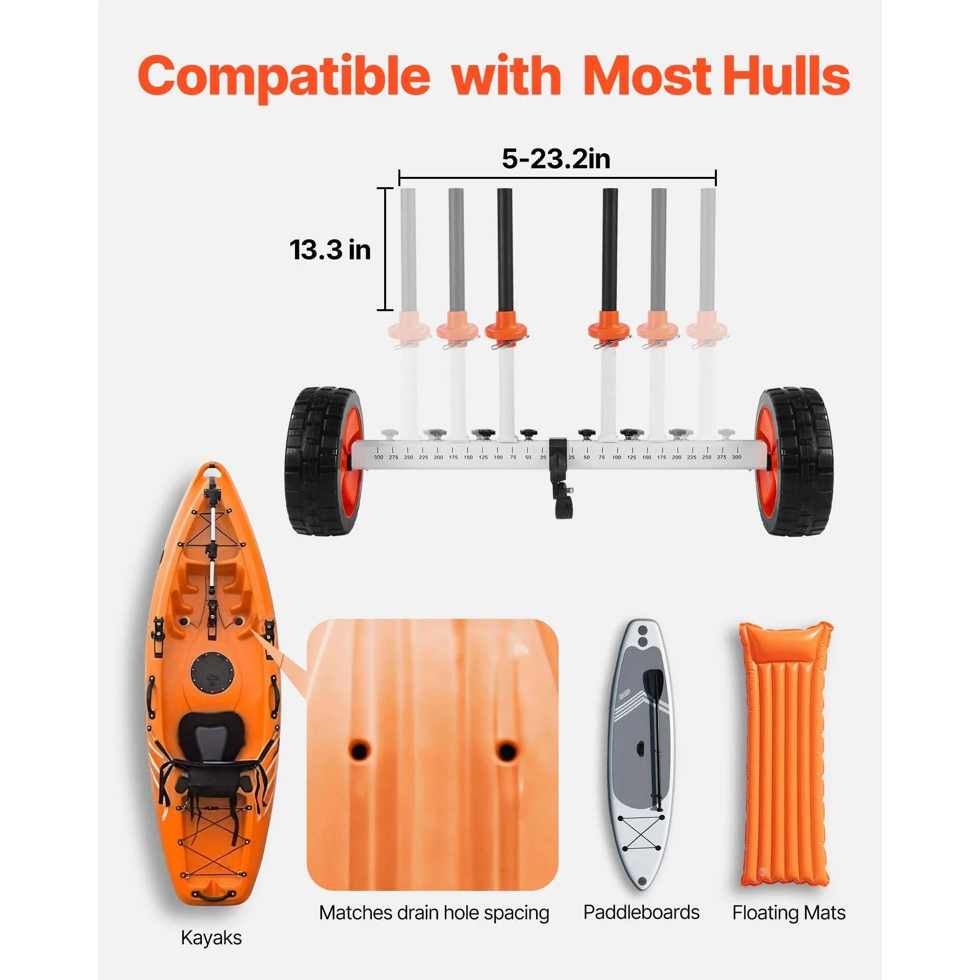 Kayak Cart Dolly 230 lbs with 10" Solid Tires for Easy Transport-230 lbs / United States