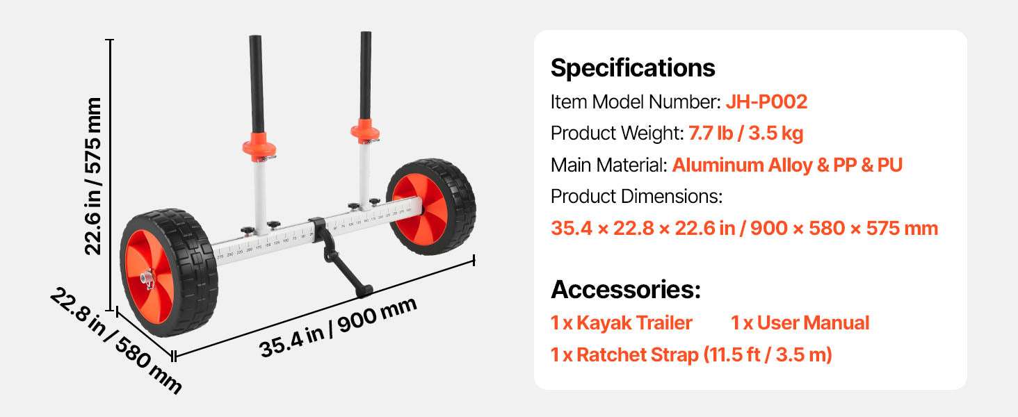 Kayak Cart Dolly 230 lbs with 10" Solid Tires for Easy Transport-230 lbs / United States