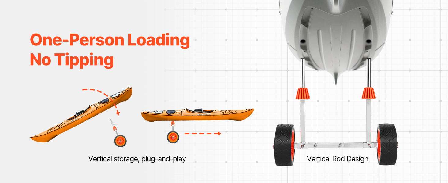 Kayak Cart Dolly 250 lbs with Solid Tires & Tie-Down Straps-250 lbs / United States