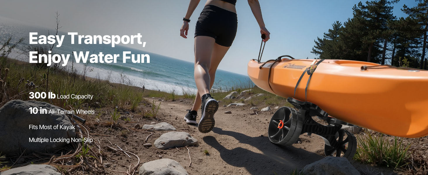 Foldable Kayak Cart with 10" Solid Tires & 300 lb Capacity
