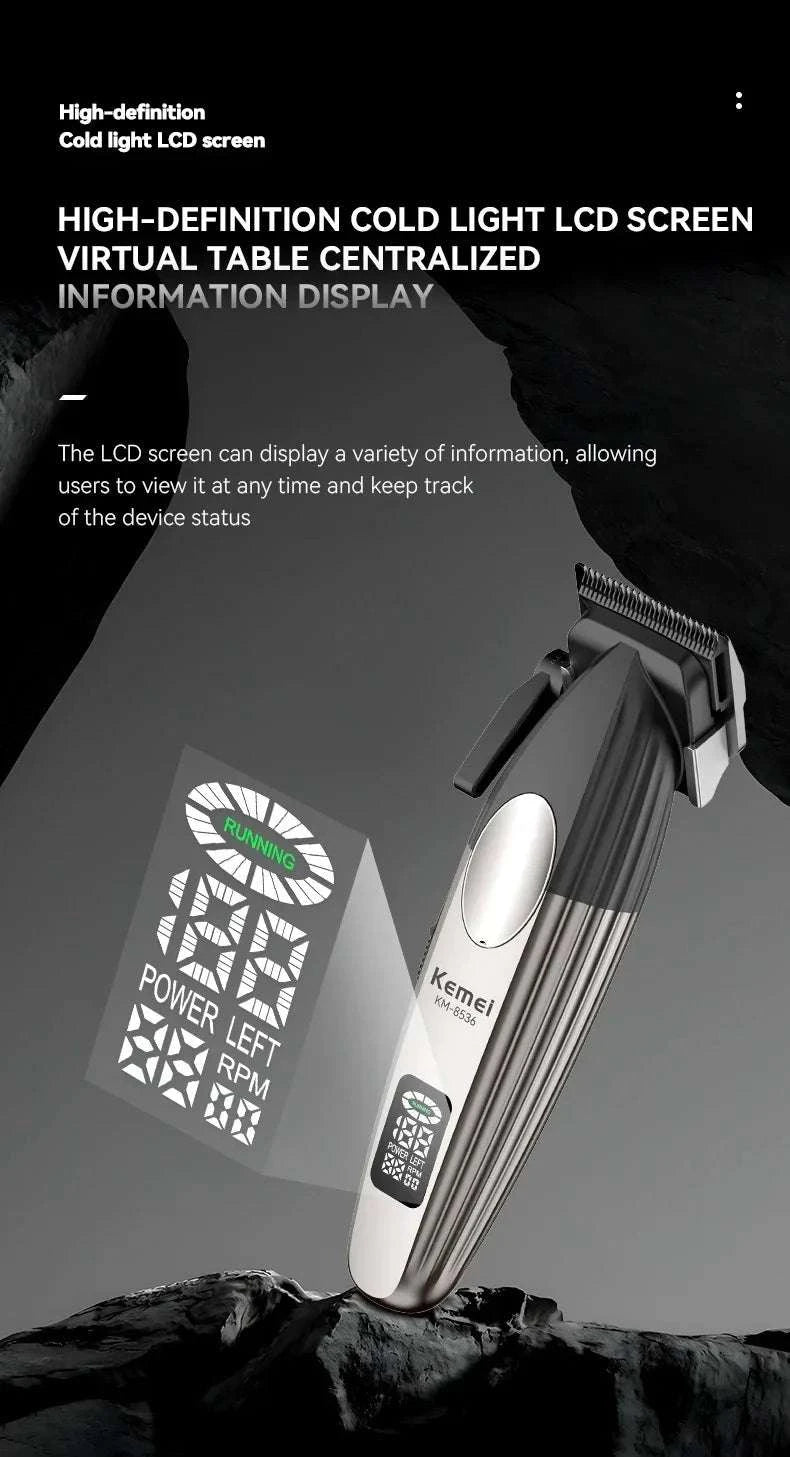 Kemei KM-8536 Cordless Hair Clipper & Trimmer Set with LCD Display-with box