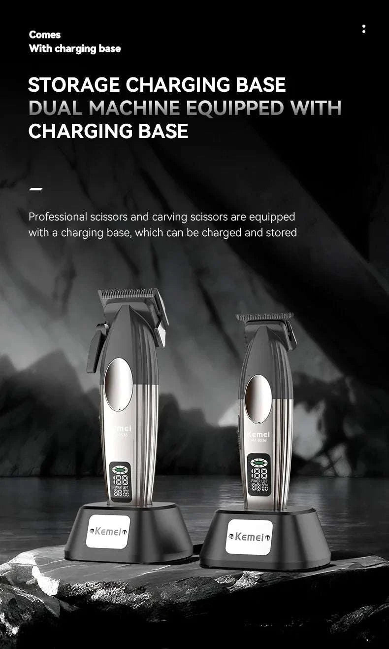 Kemei KM-8536 Cordless Hair Clipper & Trimmer Set with LCD Display-with box