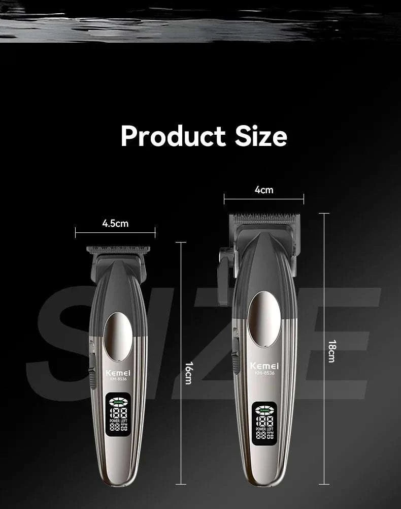 Kemei KM-8536 Cordless Hair Clipper & Trimmer Set with LCD Display-with box