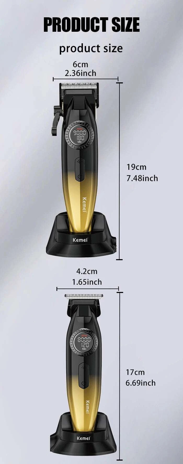 Kemei Professional Hair Clipper & Trimmer Set LCD Zero Gap-KM-18671868
