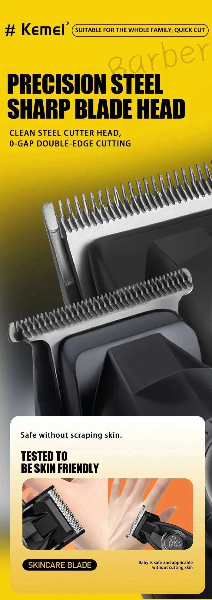 Kemei Professional Hair Clipper & Trimmer Set LCD Zero Gap-KM-18671868