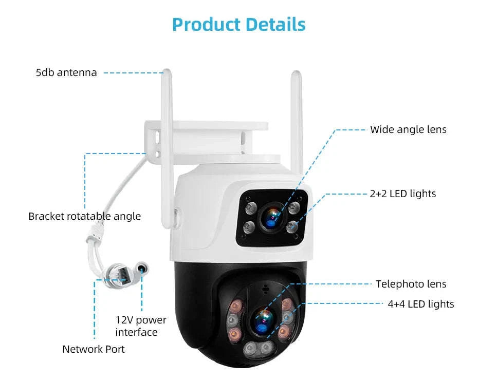 KERUI 8CH NVR Dual-Lens WiFi Security Camera System-NVR AND 4PCS CAM / United States / 500g