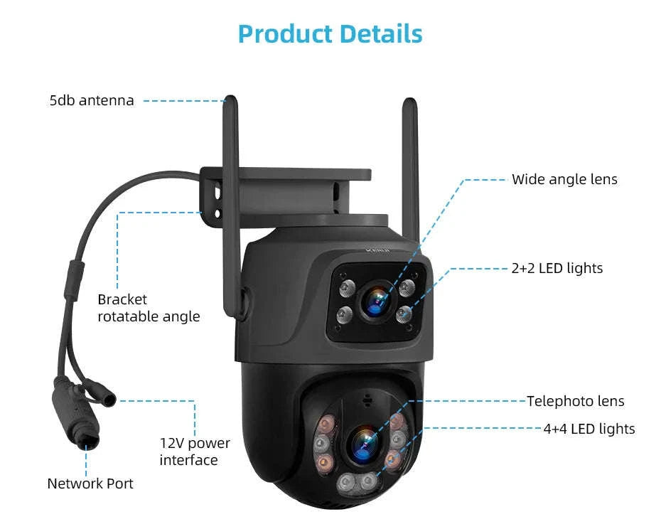 KERUI 8CH NVR Security Camera System with 6MP Dual Lens-NVR and 4pcs Camera / 500g / US Plug|United States