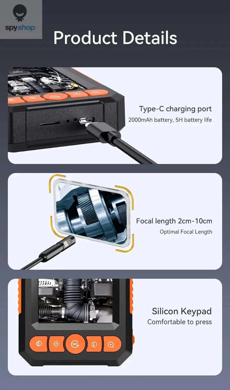 KERUI Industrial Endoscope Camera – 1080P Inspection with Dual Lens & 4.3" Display-Dual Lens / 5m
