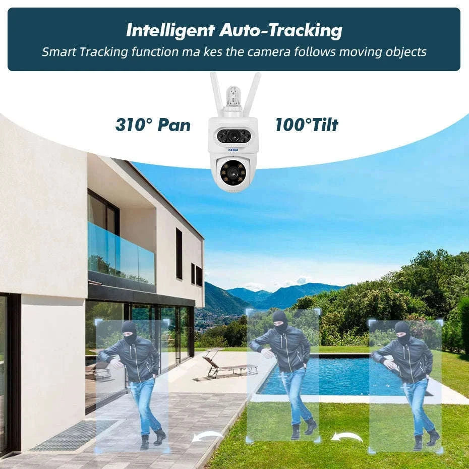 KERUI Outdoor IP Camera 5K Dual Lens PTZ Security Camera-5K With 32GB Card / EU Plug