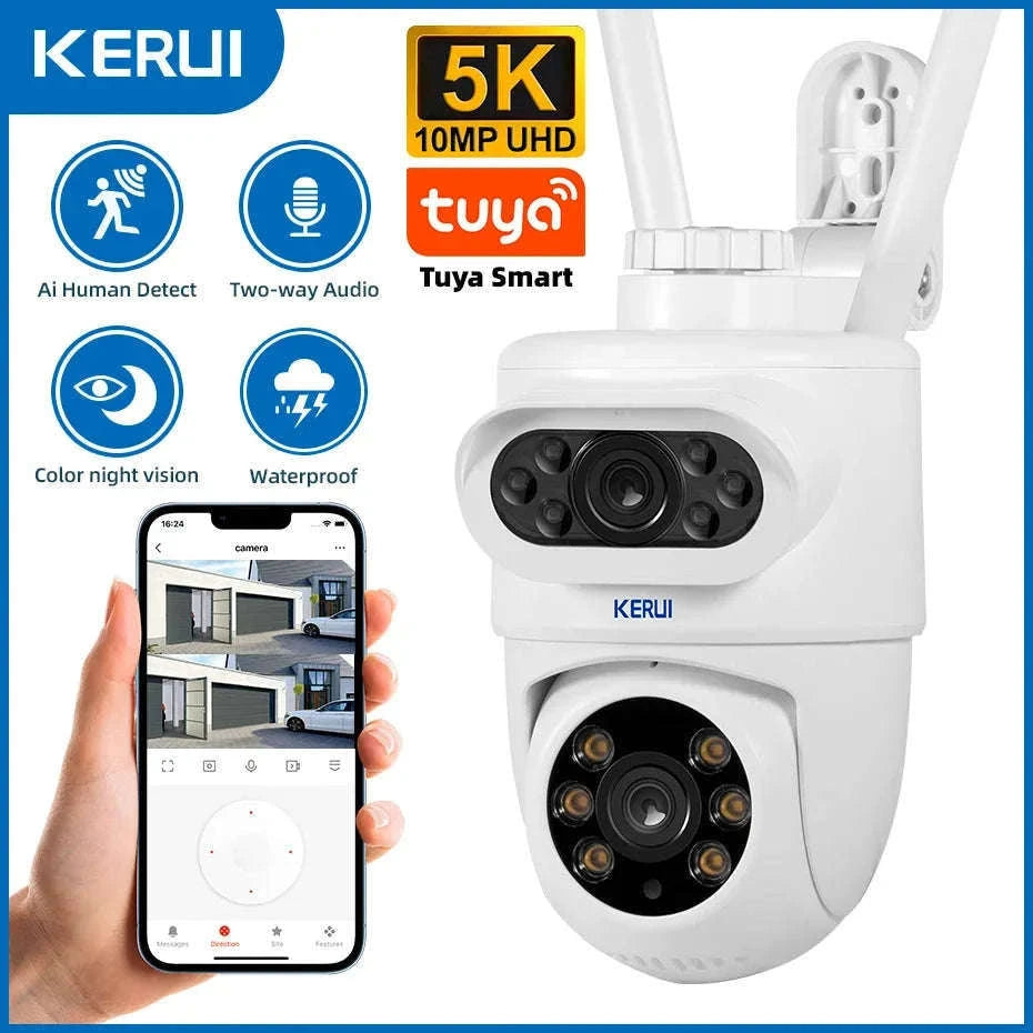 KERUI Outdoor IP Camera 5K Dual Lens PTZ Security Camera-5K With 32GB Card / EU Plug
