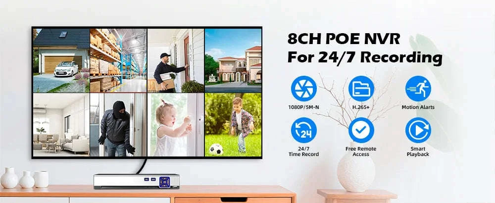 KERUI PoE 8-Channel Security Camera System with 6MP Dual Lens-None / United States