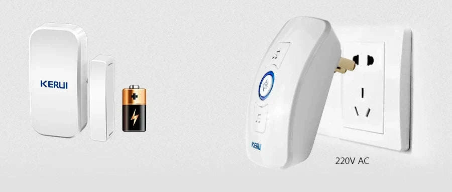 KERUI Wireless Door Sensor Doorbell with 60 Chimes, 500ft Range-1 receiver 2 sensor / United States