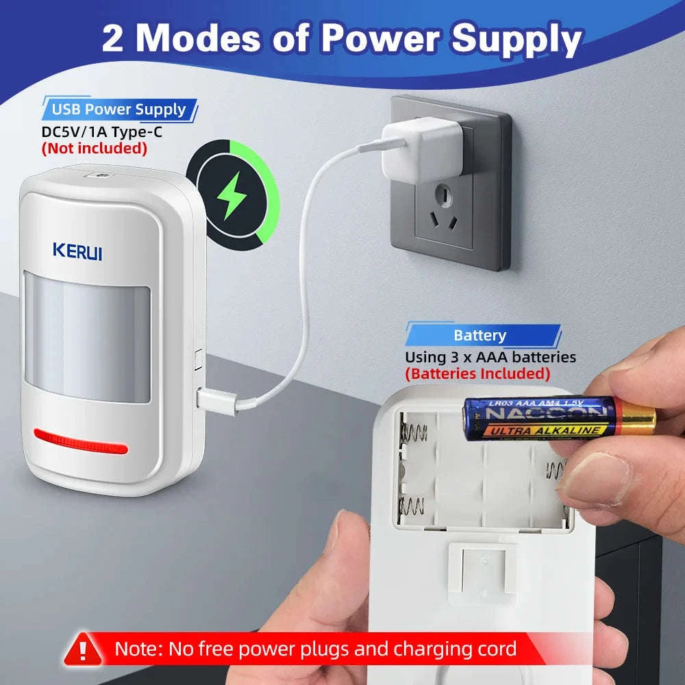 KERUI Wireless PIR Motion Sensor Alarm with Remote, 433MHz-1 PIR Alarm 1 Remote / United States