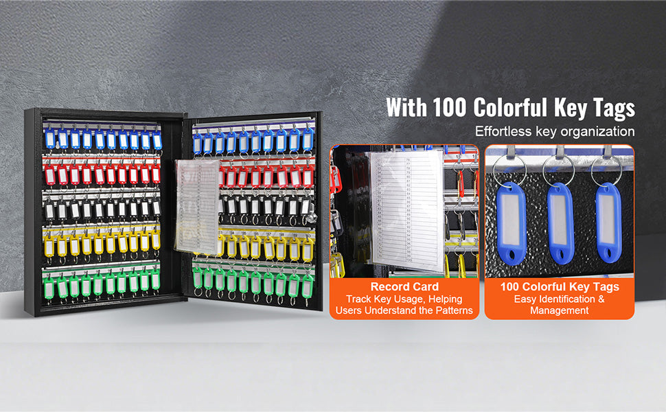Key Cabinet Lock Box with Adjustable Racks