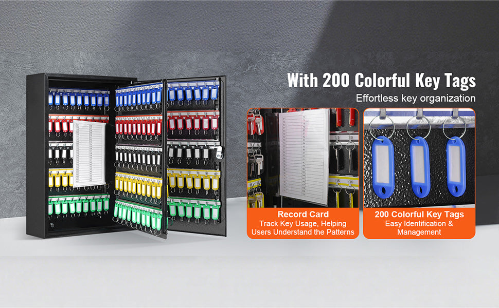 Key Cabinet Lock Box with Adjustable Racks