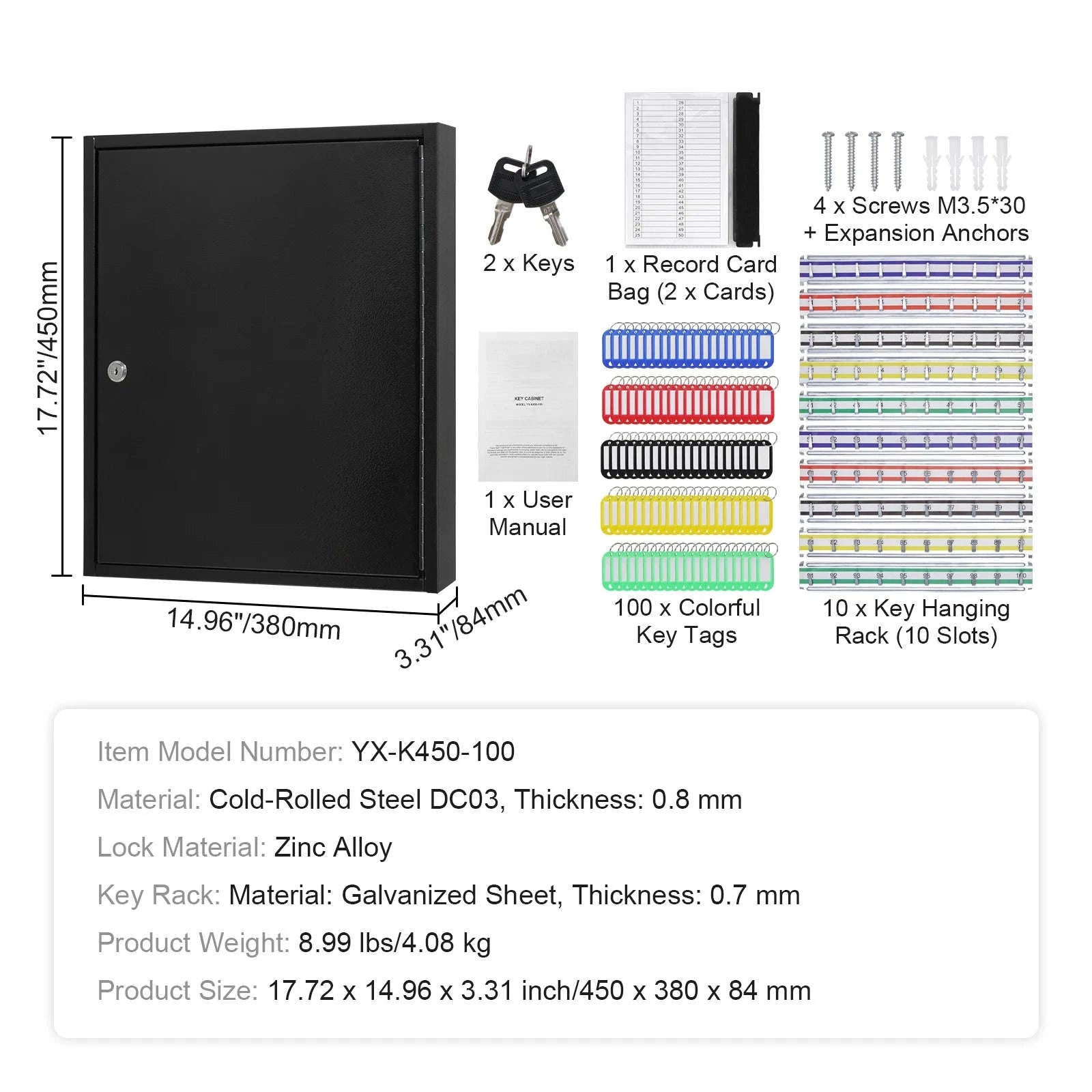 Key Cabinet Lock Box with Adjustable Racks-100PCS / spain