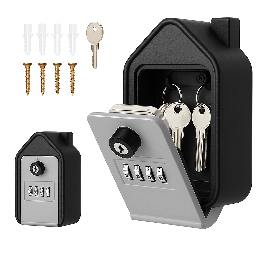Key Safe Outdoor Large Wall Mounted Key Box 4 Digits with an Emergency Key Aluminium Alloy Key Safe Outdoor Key Hiding Place for Outdoor Key Safe for Home Garage School