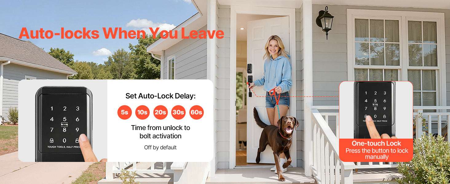 Keyless Entry Door Lock with Keypad, Auto-Lock & 100 User Codes-Black / United States