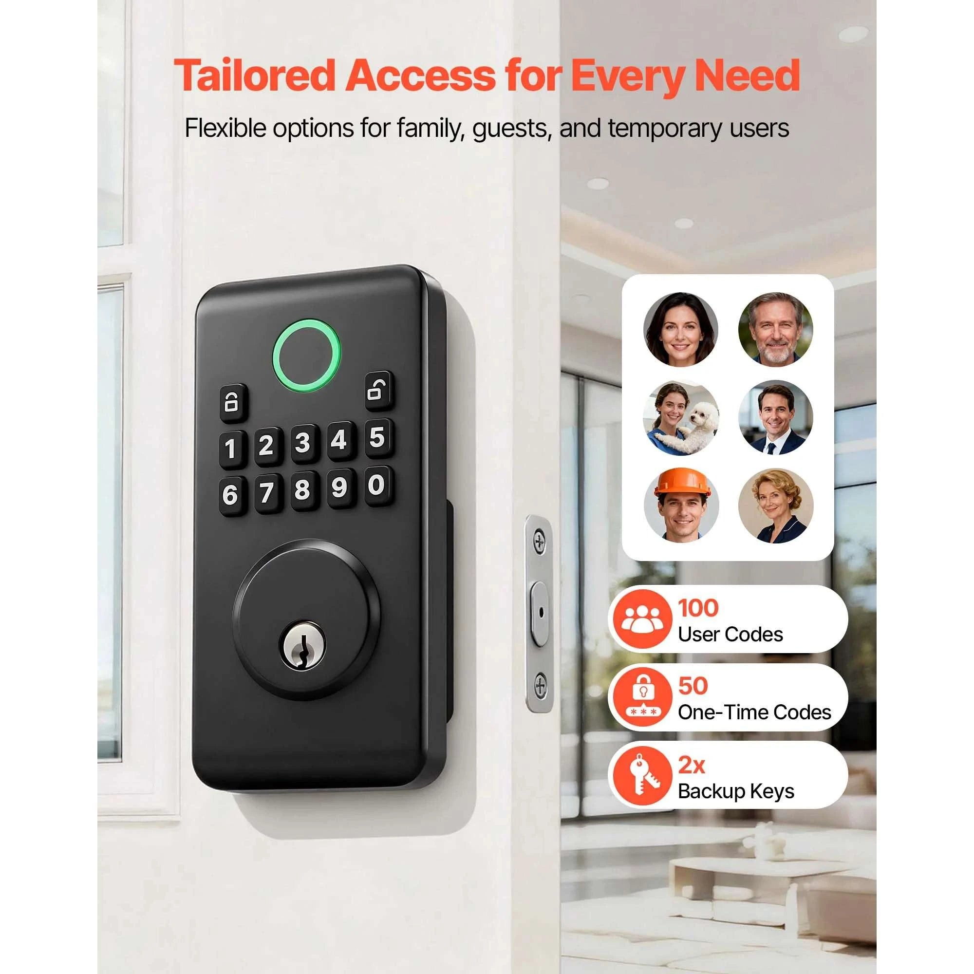 Keyless Entry Door Lock with Keypad, Auto-Lock & User Codes-VE10 Black / United States