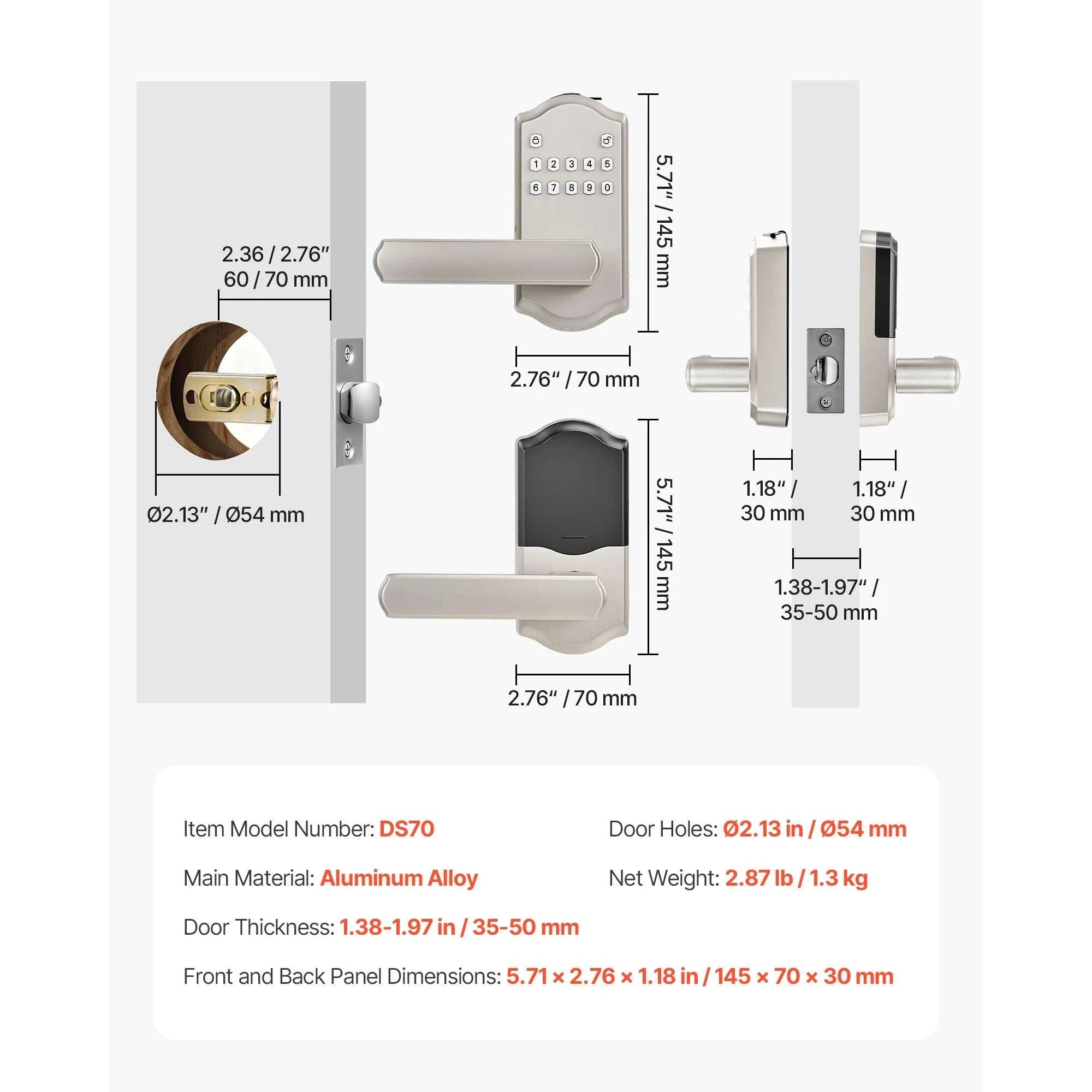 Keyless Entry Door Lock with Keypad, Auto-Lock & User Codes-VE10 Black / United States