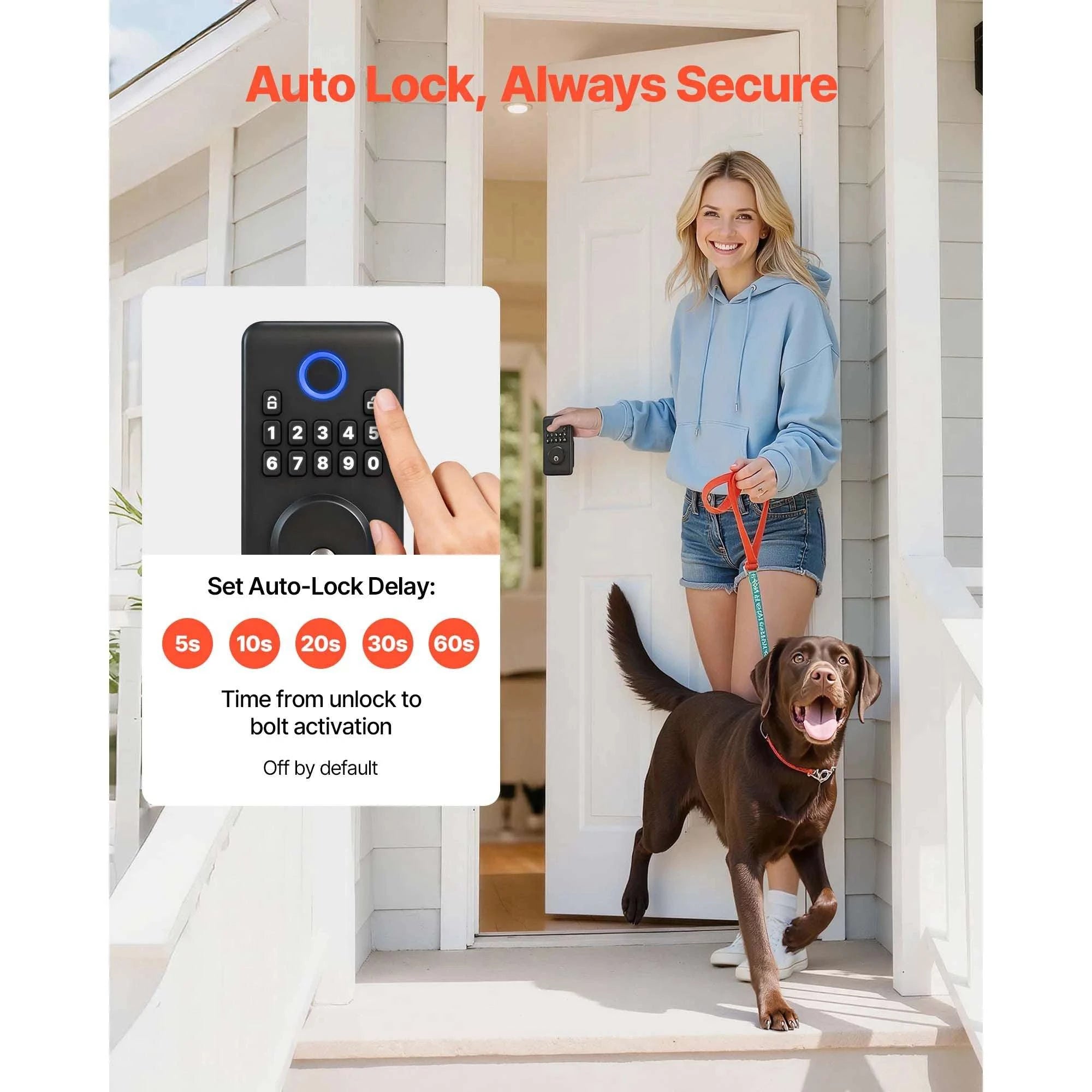 Keyless Entry Door Lock with Keypad, Auto-Lock & User Codes-VE10 Black / United States