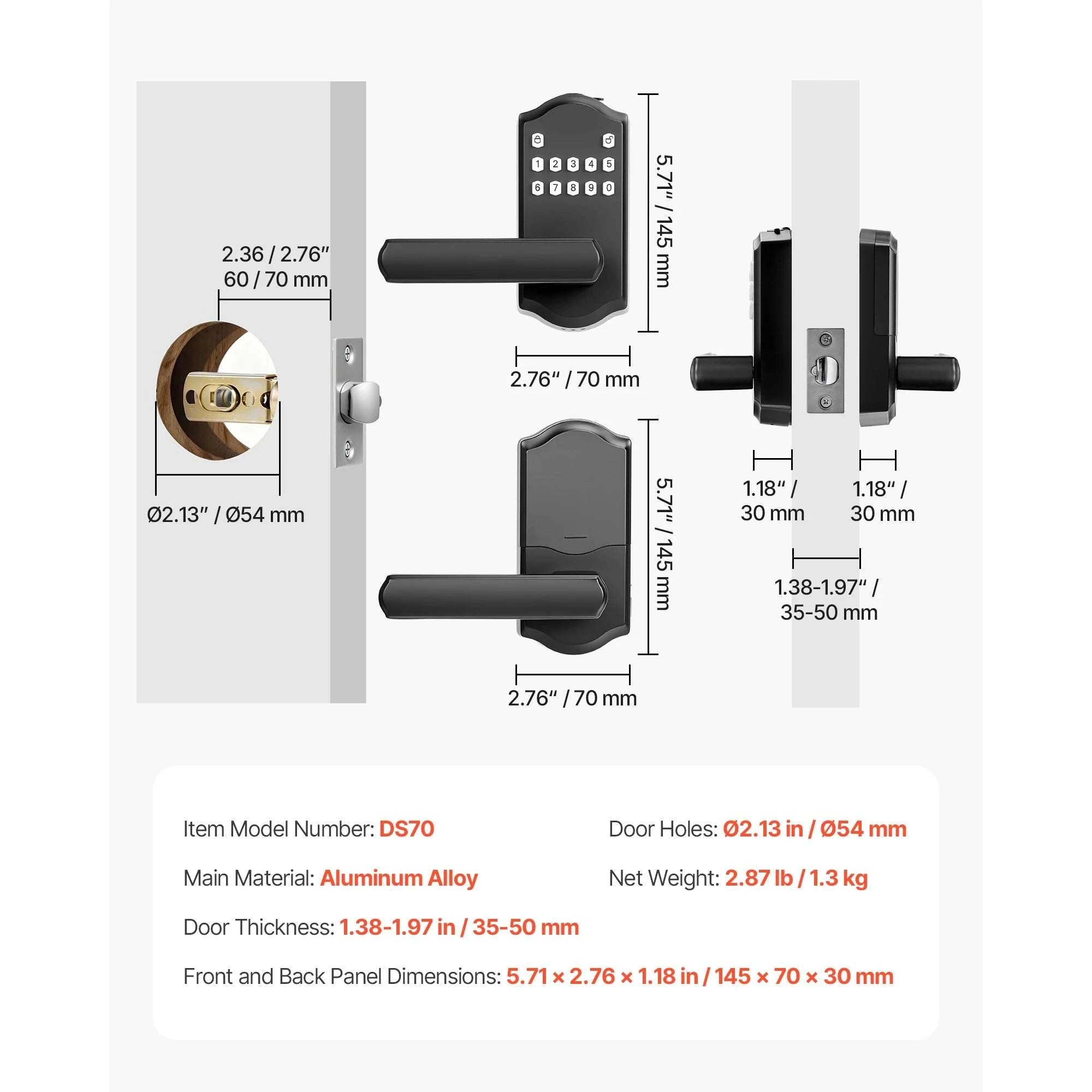 Keyless Entry Door Lock with Keypad, Auto-Lock & User Codes-VE10 Black / United States