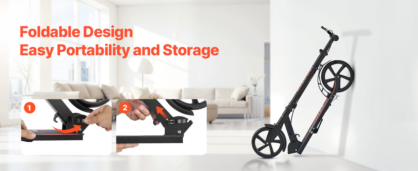 SucceBuy Kick Scooter for Kids Ages 8+ Teens & Adults 2-Wheel Toddler Scooter with Height Adjustable Handlebar for Boys & Girls