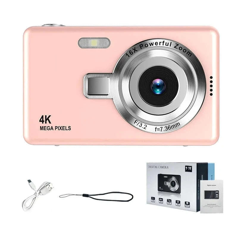 Kid CCD 1080P Digital Camera 96MP Autofocus Vlogging Camera 16X Zoom Video Camcorder 2.4 Inch IPS Screen for Adult Photography-Gray (standard)