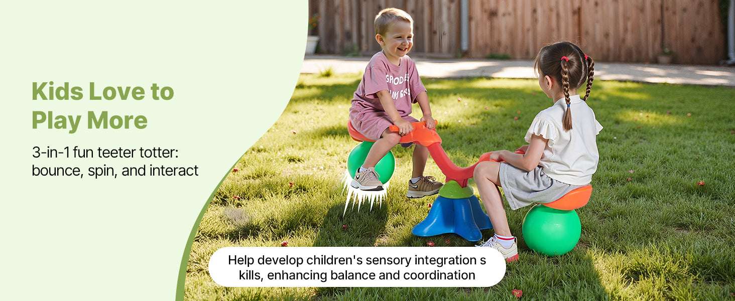 Kids 360° Spinning Seesaw Teeter Totter with Bounce Seats-2 Seats / United States