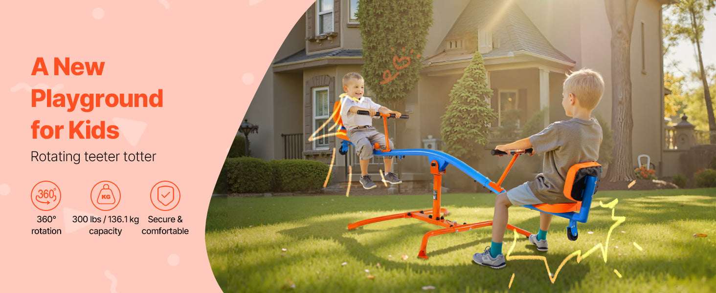Kids 360° Spinning Teeter Totter Seesaw with Handles (300lb)-2 Seats / CZECH REPUBLIC