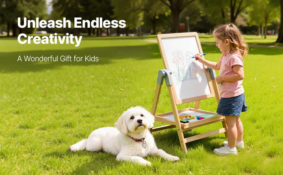 Kids Art Easel with Magnetic Board, Adjustable Height 27–38”-1PC / CZECH REPUBLIC