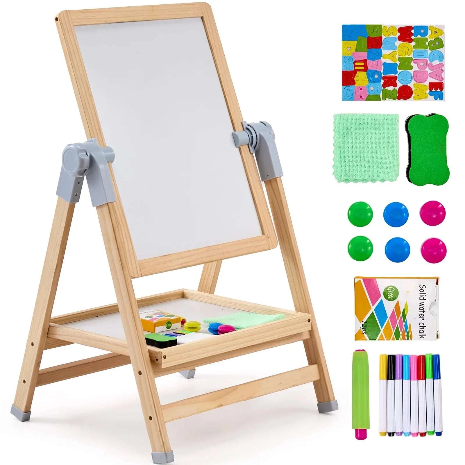 Kids Art Easel with Magnetic Board, Adjustable Height 27–38”-1PC / CZECH REPUBLIC
