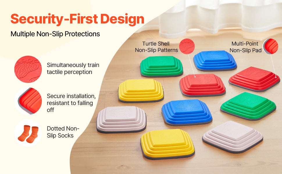 Kids Balance Stepping Stones Set (10 PCS) Non-Slip Sensory Play-10PCS / United States