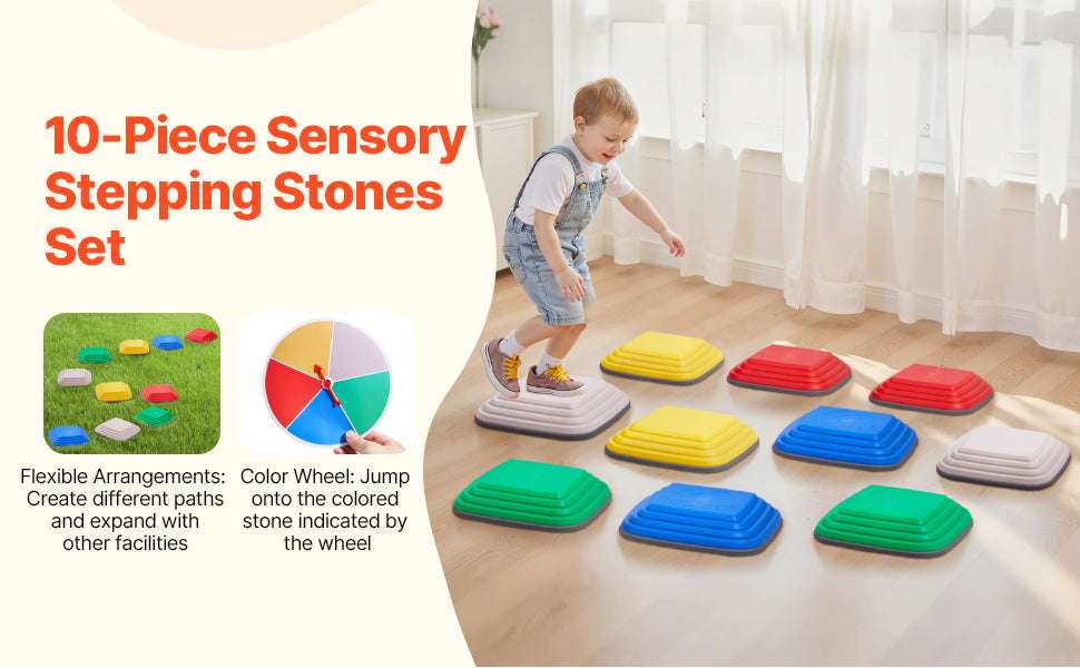 Kids Balance Stepping Stones Set (10 PCS) Non-Slip Sensory Play-10PCS / United States