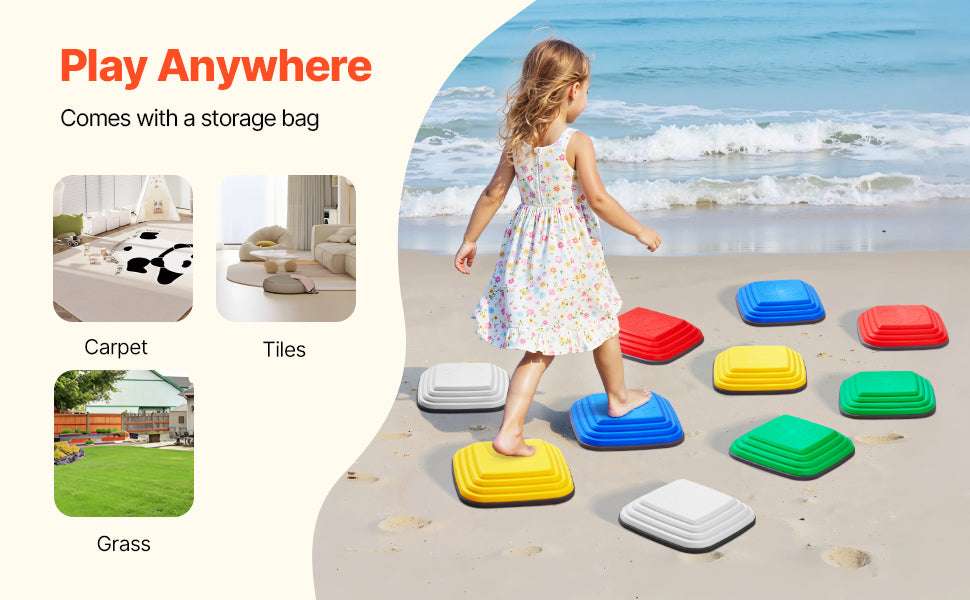Kids Balance Stepping Stones Set (10 PCS) Non-Slip Sensory Play-10PCS / United States
