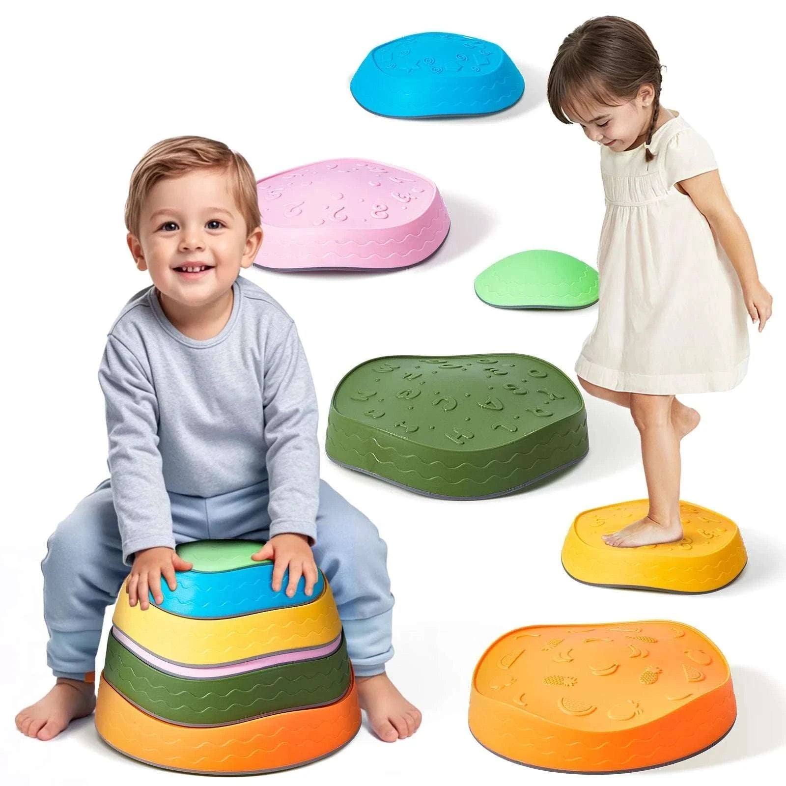 Kids Balance Stepping Stones Set with Non-Slip Grip (5 or 6 PCS)-5pcs / United States