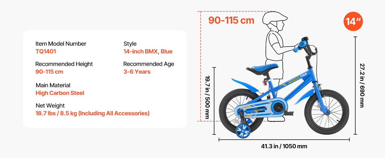 SucceBuy biciclă pentru copii 14/16/18 in, stil BMX, bicicletă pentru copii cu antrenor, bicicletă pentru copii mici, pentru băieți și fete, învățare să pedalare, antrenor de echilibru incluse